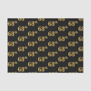 Black, Faux Gold 68th (Sixty-Eighth) Event Tissue Paper