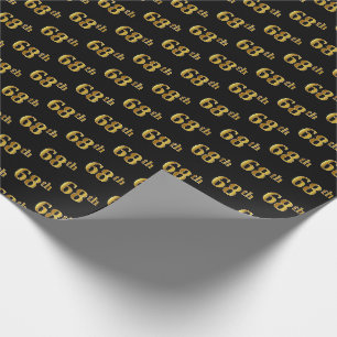 Black, Faux Gold 68th (Sixty-Eighth) Event Wrapping Paper
