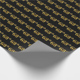 Black, Faux Gold 68th (Sixty-Eighth) Event Wrapping Paper