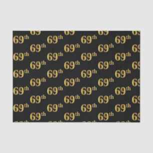 Black, Faux Gold 69th (Sixty-Ninth) Event Tissue Paper