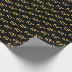 Black, Faux Gold 69th (Sixty-Ninth) Event Wrapping Paper