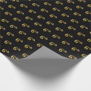 Black, Faux Gold 6th (Sixth) Event Wrapping Paper