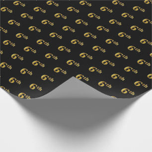 Black, Faux Gold 6th (Sixth) Event Wrapping Paper