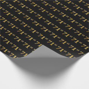 Black, Faux Gold 71st (Seventy-First) Event Wrapping Paper