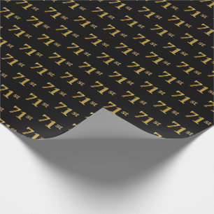 Black, Faux Gold 71st (Seventy-First) Event Wrapping Paper