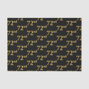 Black, Faux Gold 72nd (Seventy-Second) Event Tissue Paper
