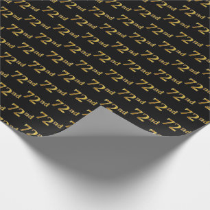 Black, Faux Gold 72nd (Seventy-Second) Event Wrapping Paper