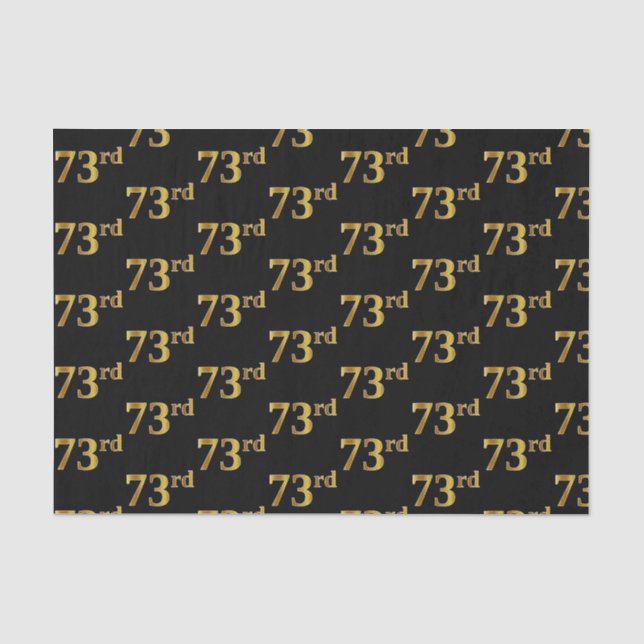 Black, Faux Gold 73rd (Seventy-Third) Event Tissue Paper (Front)