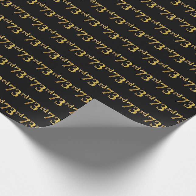 Black, Faux Gold 73rd (Seventy-Third) Event Wrapping Paper (Corner)