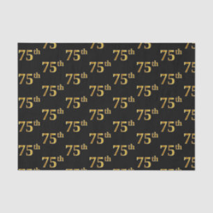Black, Faux Gold 75th (Seventy-Fifth) Event Tissue Paper