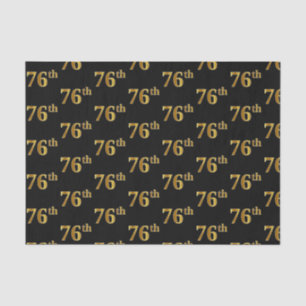 Black, Faux Gold 76th (Seventy-Sixth) Event Tissue Paper