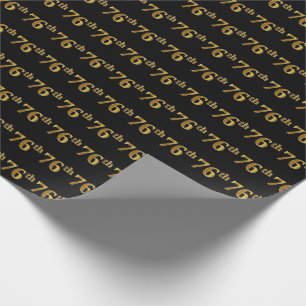 Black, Faux Gold 76th (Seventy-Sixth) Event Wrapping Paper