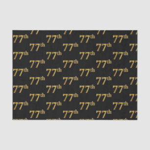 Black, Faux Gold 77th (Seventy-Seventh) Event Tissue Paper