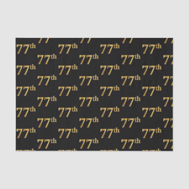 Black, Faux Gold 77th (Seventy-Seventh) Event Tissue Paper (Front)