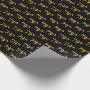 Black, Faux Gold 79th (Seventy-Ninth) Event Wrapping Paper