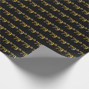 Black, Faux Gold 79th (Seventy-Ninth) Event Wrapping Paper