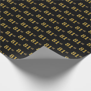 Black, Faux Gold 81st (Eighty-First) Event Wrapping Paper