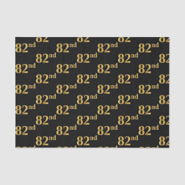 Black, Faux Gold 82nd (Eighty-Second) Event Tissue Paper (Front)