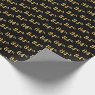 Black, Faux Gold 84th (Eighty-Fourth) Event Wrapping Paper