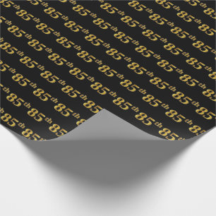 Black, Faux Gold 85th (Eighty-Fifth) Event Wrapping Paper
