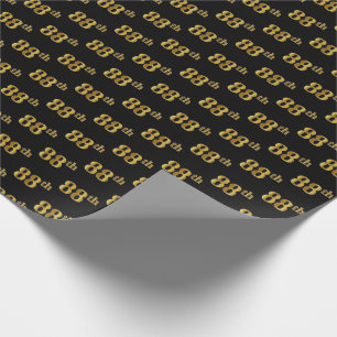 Black, Faux Gold 88th (Eighty-Eighth) Event Wrapping Paper