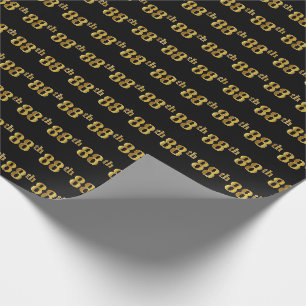 Black, Faux Gold 88th (Eighty-Eighth) Event Wrapping Paper