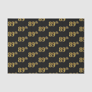 Black, Faux Gold 89th (Eighty-Ninth) Event Tissue Paper