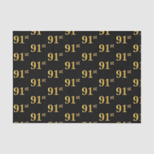 Black, Faux Gold 91st (Ninety-First) Event Tissue Paper