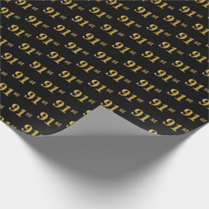 Black, Faux Gold 91st (Ninety-First) Event Wrapping Paper