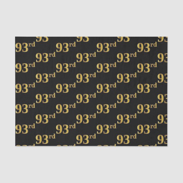 Black, Faux Gold 93rd (Ninety-Third) Event Tissue Paper (Front)