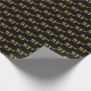 Black, Faux Gold 93rd (Ninety-Third) Event Wrapping Paper