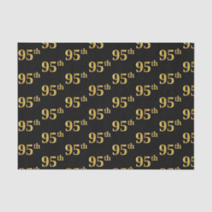 Black, Faux Gold 95th (Ninety-Fifth) Event Tissue Paper