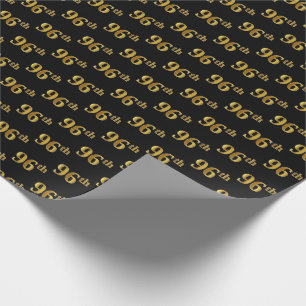 Black, Faux Gold 96th (Ninety-Sixth) Event Wrapping Paper