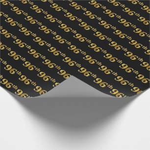 Black, Faux Gold 96th (Ninety-Sixth) Event Wrapping Paper