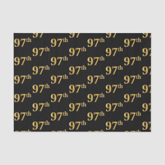 Black, Faux Gold 97th (Ninety-Seventh) Event Tissue Paper (Front)