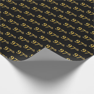 Black, Faux Gold 97th (Ninety-Seventh) Event Wrapping Paper