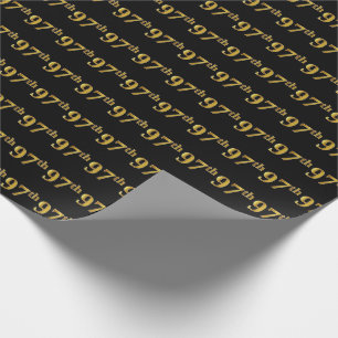 Black, Faux Gold 97th (Ninety-Seventh) Event Wrapping Paper