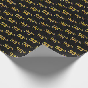 Black, Faux Gold 98th (Ninety-Eighth) Event Wrapping Paper