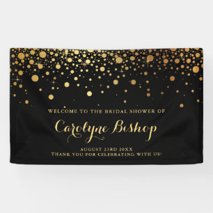 Black   Faux Gold Confetti Bridal Party Banner