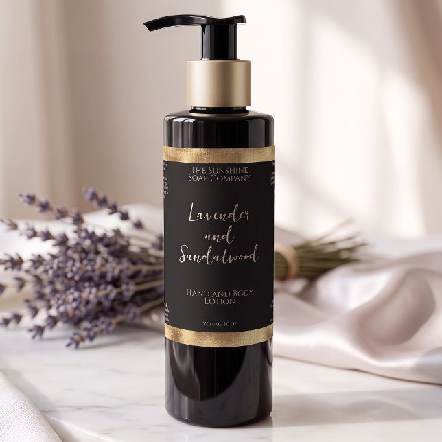 Black faux gold foil cosmetics bottle label (Creator Uploaded)