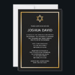 Black Faux Gold Star of David Bar Mitzvah Invitation<br><div class="desc">A classic Bar Mitzvah invitation featuring a Star of David design in faux gold and black. Modern and formal invite that is easily personalise for your event. Designs are flat printed illustrations/graphics - NOT ACTUAL GOLD FOIL.</div>