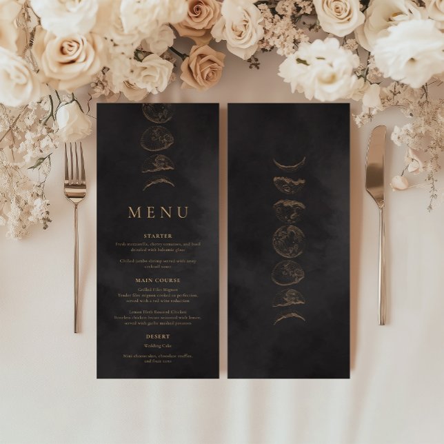 Black & Faux Gold Tarot Celestial Wedding Menu (Creator Uploaded)