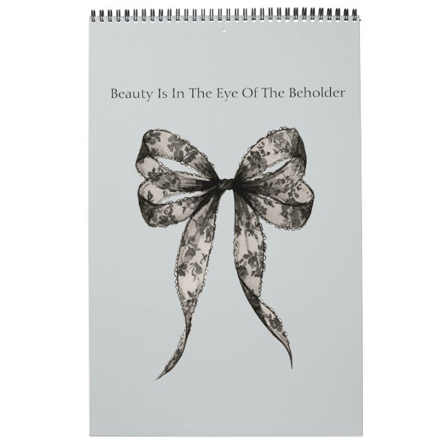 Black Faux Lace Bow Beauty Is Calendar (Cover)