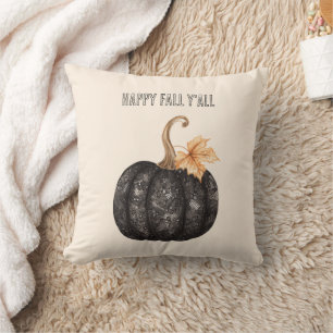 Black Faux Lace Pumpkin Cushion