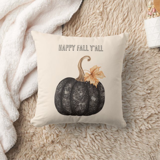Black Faux Lace Pumpkin Cushion (Blanket)