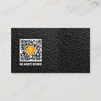 black faux Leather accept bitcoin modern Business Card