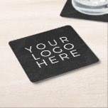 Black Faux Leather Look Custom Business Logo Square Paper Coaster<br><div class="desc">Coaster featuring space for your logo on a solid black faux leather-look background. Easily replace the image on this design with your own white or light-coloured logo for custom promotional coasters featuring your business branding.</div>