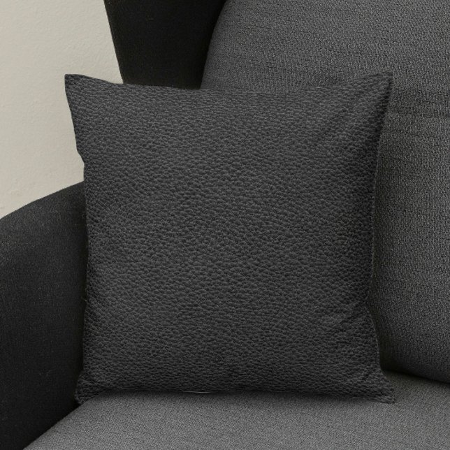 Black Faux Leather Look Throw Pillow (Creator Uploaded)