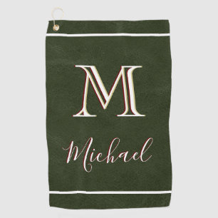 Black Faux Leather Unique 3 Colour Monogram I Nam Golf Towel