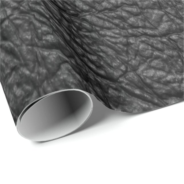 Black Faux Leather Wrapping Paper (Roll Corner)